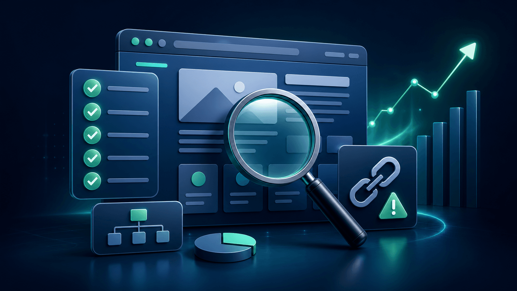 SEO analizi nasıl yapılır adımlarını gösteren teknik site denetimi illüstrasyonu
